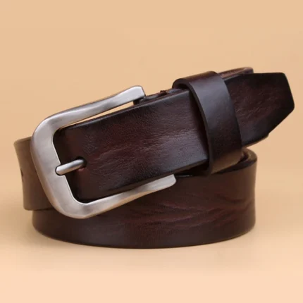 BELLEFORGE™ 2.8CM Women’s Full-Grain Leather Designer Belt – Coffee Brown & Red Genuine Cowskin 2