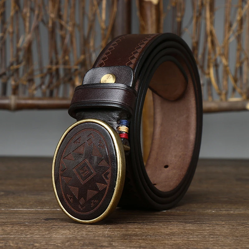 Carvado™ 3.8CM Men’s Genuine Laser-Engraved Leather Belt – Laser Plaid Strap with Smooth Buckle 1 Carvado™ 3.8CM Men’s Genuine Laser-Engraved Leather Belt – Laser Plaid Strap with Smooth Buckle 1