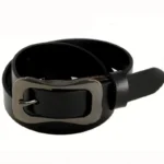 EleganceLine™ Slim Black Genuine Leather Belt for Women – Classic Pin Buckle Cowskin 3
