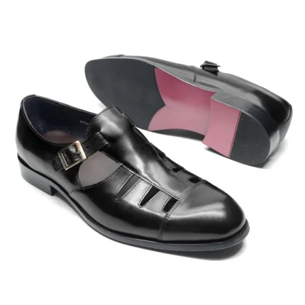 Alveron™ Men’s Genuine Leather Dress Sandals – Closed Toe Buckle Strap Formal Summer Shoes 2