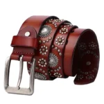 REBELFORGE™ 3.8CM Men’s Punk Leather Belt – Riveted Cowskin with Pin Buckle for Jeans 6