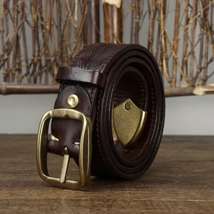 DUALFORGE™ 3.8CM Men’s Double-Sided Genuine Leather Belt – Thick Cowhide & Copper Buckle 2