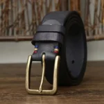 IronCrest™ 3.8CM Men's Retro Cowboy Leather Belt – Heavy Copper Buckle Jeans Belt 3