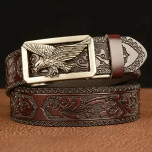 EAGLEVANT™ 3.5CM Automatic Eagle Buckle Leather Belt – Men’s Genuine Leather Business Strap 1