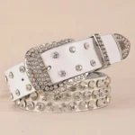 Glitzia™ 3.3CM Women’s Rhinestone Belt Buckles– Fashion Diamond Drill Wide Strap 2