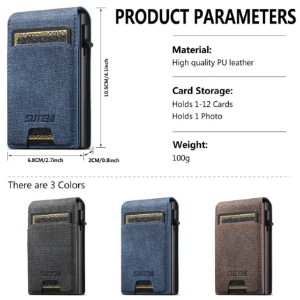SLIDEVAULT™ Push-Out Card Wallet – 12 Card Capacity with Kickstand 2