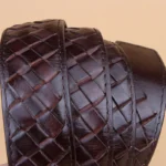 BRAIDFORGE™ 3.8CM Men’s Woven Leather Belt – Genuine Cowskin with Copper Buckle 6