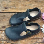 TessaBelt Classic™ | Handmade Women's T-Strap Cowhide Leather Flats – Retro British Big Toe Shoes with Buckle Strap 4