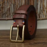 IronCrest™ 3.8CM Men's Retro Cowboy Leather Belt – Heavy Copper Buckle Jeans Belt 2