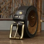 IRONVAULT™ 3.8CM Genuine Brass Buckle Belt – Brass Buckle Vintage Strap for Jeans 2