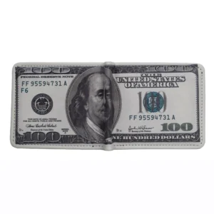MoneyPrint™ 100 Dollar Design Wallet – PU Leather Short Wallet with Zipper Coin Pocket 1