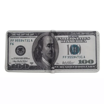 MoneyPrint™ 100 Dollar Design Wallet – PU Leather Short Wallet with Zipper Coin Pocket 1