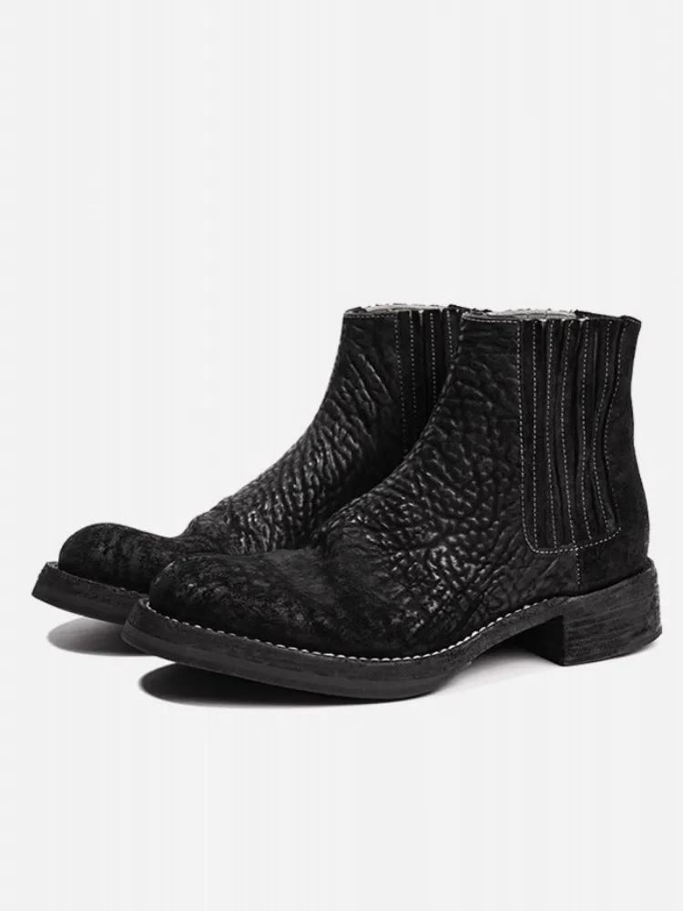HighTop Origins™ Handmade Horsehide Leather Chelsea Boots for Men – Vintage Round Toe High-Top Slip-On Short Boots 4
