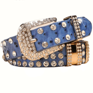 Luméra™ Women’s Designer Rhinestone Belt For Dresses – 2.6CM PU Leather Strap with Sparkling Buckle
