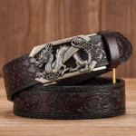DRAGONSPIRAL™ 3.5CM Embossed Genuine Leather Belt – Automatic Buckle Dragon Pattern 3