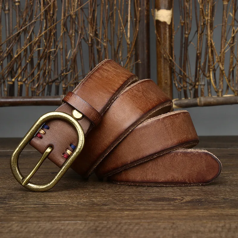 VALDOR™ 3.7CM Men’s Full Grain Leather Belt – Luxury Vintage Jeans Strap 6