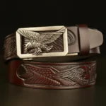 SkyValor™ Eagle Wings Leather Belt for Men – 3.5cm Split Leather with Flying Eagle Buckle 5