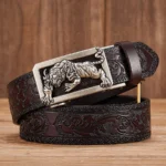 ARTFORCE™ Tang Grass Tiger Buckle Leather Belt – 3.5CM Automatic Business Belt for Men 3