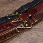 Vermonte™ Men’s 3.2CM Woven Leather Belt – Genuine Cowhide & Copper Buckle 6