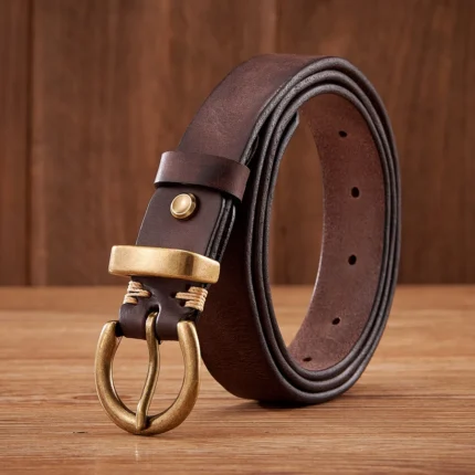 WESTELLA™ 2.8CM Women’s Genuine Brass Buckle Belt – Designer Cowboy Belt 1