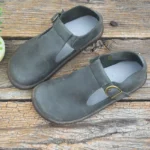 TessaBelt Classic™ | Handmade Women's T-Strap Cowhide Leather Flats – Retro British Big Toe Shoes with Buckle Strap 2