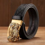 REGALWING™ Eagle Buckle Embossed Leather Belt – 3.5CM Automatic Genuine Leather Business Belt for Men 5