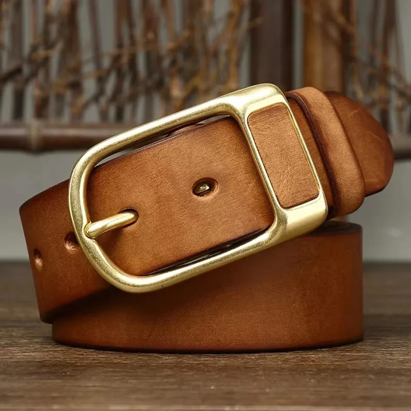 WESTMARCH™ 3.8CM Retro Cowboy Leather Belt – Brass Buckle Cowskin Jeans Strap 1 WESTMARCH™ 3.8CM Retro Cowboy Leather Belt – Brass Buckle Cowskin Jeans Strap 1