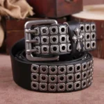 Ironhide™ | Men’s Studded Cowhide Punk Rock Belt – Handmade Retro Tactical Leather Belt for Jeans 4
