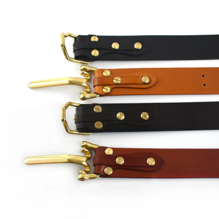 Valeforge™ 3.8CM Handmade Knight Belt – Genuine First Layer Cowhide with Brass Pin Buckle 2