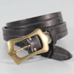 Vintessa™ Women Genuine Leather Belt – Retro Cowhide with Brass Buckle, 2.2cm Slim Fit 3
