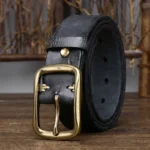 Ironridge™ 3.8CM Men’s Genuine Frosted Cowhide Belt – Strap with Copper Buckle 4