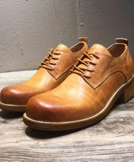 Original Gentleman™ Handmade Square-Toe Derby Shoes – Genuine Formal Dress Shoes for Men
