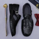 Caldrik™ Handmade Woven Cowhide Buckle Slippers - Men's Retro Leather Gladiator Sandals 5