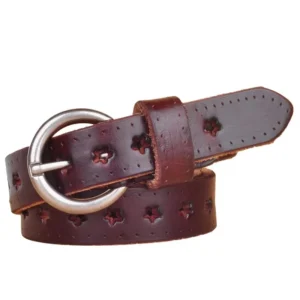 Starella™ Women’s Hollow Star Genuine Leather Belt – 2.3CM Candy Color Fashion Strap 1