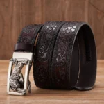 ARTFORCE™ Tang Grass Tiger Buckle Leather Belt – 3.5CM Automatic Business Belt for Men 6