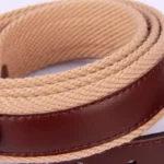 Terrova™ 3.4CM Unisex Woven Canvas Belt – Casual PU Leather Accent Strap for Men & Women 4