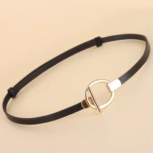 LYSSA™ 1CM Women’s Thin Genuine Leather Belt – Real Cowskin Waist Strap for Dresses & Outfits 1