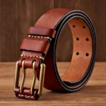 RUGGEDSTITCH™ 3.8CM Men’s Genuine Copper Buckle Belt – Vintage Double Needle Buckle 3