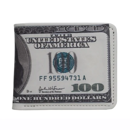 MoneyPrint™ 100 Dollar Design Wallet – PU Leather Short Wallet with Zipper Coin Pocket 2