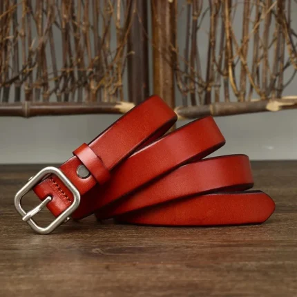 LUNABEL™ 2.4CM Women’s Thick Cowskin Leather Belt – Casual Genuine Leather Strap for Jeans & Dresses 2
