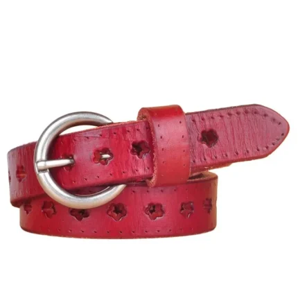 Starella™ Women’s Hollow Star Genuine Leather Belt – 2.3CM Candy Color Fashion Strap 2