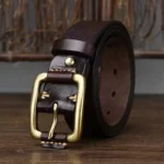 TrueCraft™ 3.8cm Natural Cowskin Leather Belt for Men – Quality Copper Buckle Jeans Belt 1
