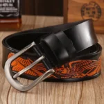 IronTalon™ Eagle Shells Punk Leather Belt – Men’s Handcrafted Cowhide Strap with Pin Buckle 4