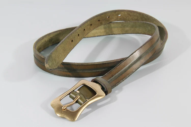 Vintessa™ Women Genuine Leather Belt – Retro Cowhide with Brass Buckle, 2.2cm Slim Fit 24