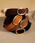 Silvette™ Vintage Women Skinny Suede Leather Waist Belt – Genuine Cowhide Waistband for Dress or Coat 4