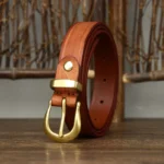 LUXETONE™ 2.4CM Genuine Leather Women Belt – Copper Buckle Waist Strap for Jeans & Dresses 5