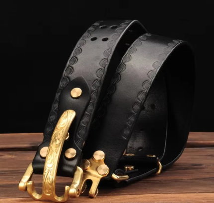 CAVALCRAFT™ Cavalry Copper Buckle Leather Belt – 3.8CM Full Grain Cowhide Strap for Men’s Jeans 2