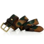 BattleForge™ Tactical Leather Belt – Genuine Cowskin Camouflage Belt with Brass Buckle, 3.3cm & 3.8cm 3