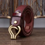 Vermonte™ Men’s 3.2CM Woven Leather Belt – Genuine Cowhide & Copper Buckle 2