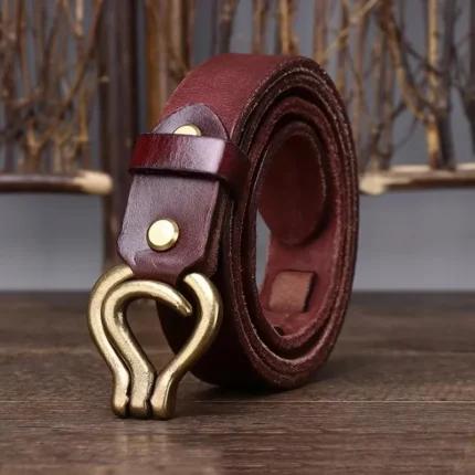 Vermonte™ Men’s 3.2CM Woven Leather Belt – Genuine Cowhide & Copper Buckle 2